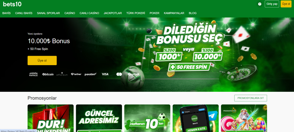 Bets10'dan 10 000 TL Üyelik Bonusu Alın
