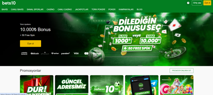 Bets10'dan 10 000 TL Üyelik Bonusu Alın