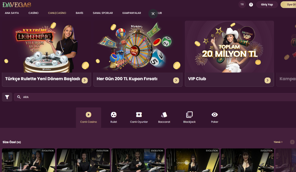 Davages canlı casino oyunları ve canlı krupiyeler