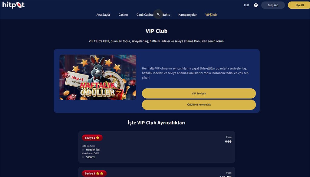 hitpot vip kulüp ayrıcalıkları
